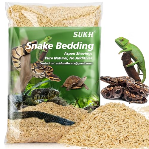 Sukh 14OZ Natural Aspen Shavings Reptile Bedding, Soft Wood Shavings Terrarium & Tank Substrate, Nesting Material for Snake, Lizard, Tortoise, Small Animal, Rabbit, Chicken & Bird