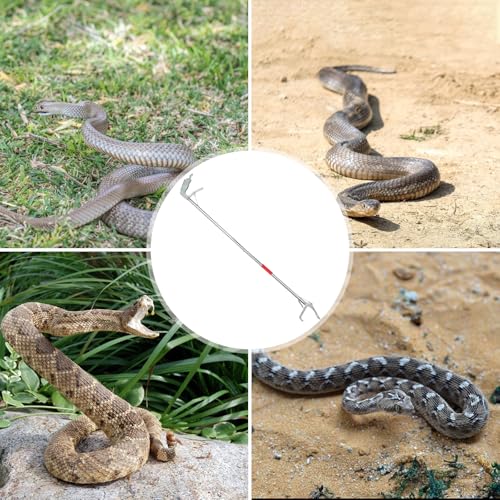 Mikikit 1pc Folding Stainless Steel Snake Catcher Clip Practical Trap Clamp with Lock for Safe Handling Lightweight Design for Home Garden Outdoor Use - size: 63X13CM