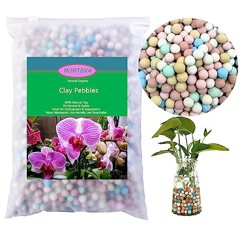 Natural Organic Colorful Leca Balls 2LBS for Plants, 8mm-10mm Ceramsite Clay Pebbles Indoor Potting Garden Soil for Orchid, Succulents, Hydroponics, Decoration, Drainage (2LBS, Colorful, 1) - color: Colorful, size: 2 lbs