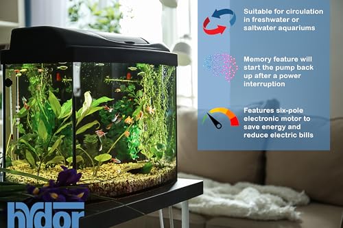 Hydor Seltz D DC Controllable Universal Pump 500 GPH, 750 GPH and 1000 GPH for Aquariums, Reefs, Ponds, Turtles, Terrariums and Fountains, Black (P21111.01) - style: 500 GPH