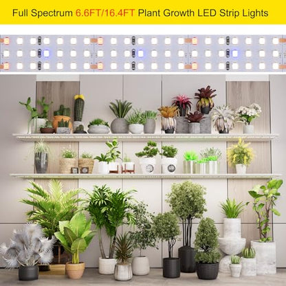6.6FT LED Plant Grow Light, 840LEDs Full Spectrum Grow Lamp with High PPFD, 24V 55W Cuttable Plants Growing Light Strip Flexible Self Adhesive for Seedlings Veg Flower - size: 6.6FT