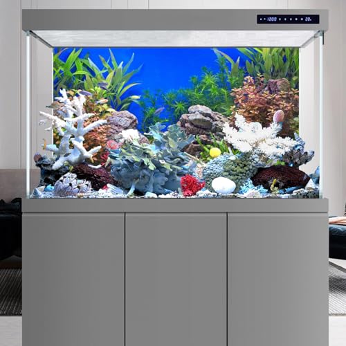 AWERT 48x18 inches Aquatic Plant Fish Tank Background Stone River Bed & Lake Aquarium Background Vinyl - size: 48x18in/120x45cm