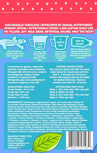 Complete Gecko Diet for Fruit and Insect Eating Geckos, 2 oz & 16 oz, with Human-Grade Dried Fruit, Probiotics and Vitamins (2 oz, Papa Power - Papaya, Mango & Banana) - size: 2 Ounce (Pack of 1)
