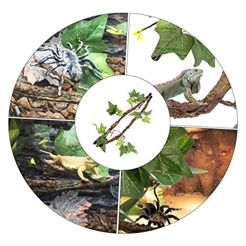 2Pcs Reptile Vines Terrarium Branch Suction Cups Artificial Climbing Simulation Plant for Lizards Snakes and Frogs PET Habitat Decor