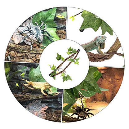 2Pcs Reptile Vines Terrarium Branch Suction Cups Artificial Climbing Simulation Plant for Lizards Snakes and Frogs PET Habitat Decor