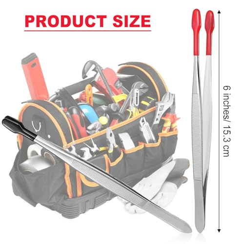 2PCS Rubber Tipped Tweezers Forceps Silicone Soft Tweezers Rubber Steel Forceps Pvc Coated Soft Jewelry Coin Stamp Tongs