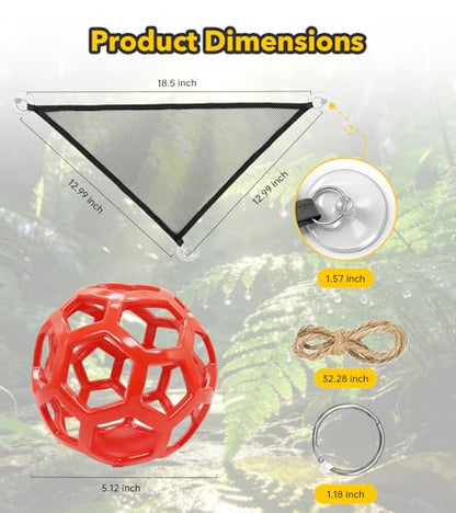 Snake Enrichment Toys,Ball Python Tank Accessories with Snake Climbing Accessories Hammock, Lizards Toy Activity Ball,Reptile Climbing Toys for Crested Gecko Bearded Dragon