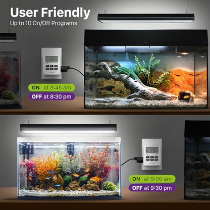 Fospower 7 Day Digital Timers for Electrical Outlets Indoor, Heavy Duty Dual Programmable Outlet Light Timer Switch, Electric Power Wall Timer for Grow Light, Appliance, Lamp, 3 Prong, Grounded - style: 1 Pack