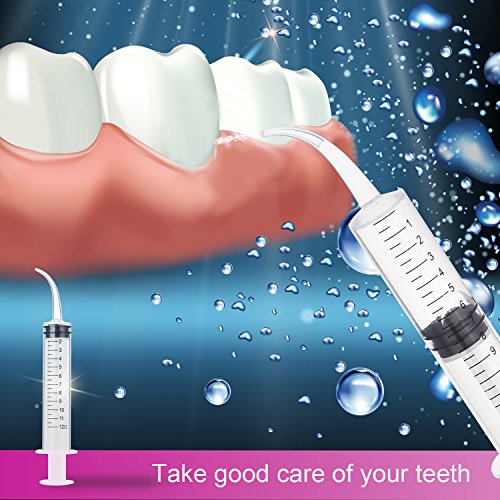 TecUnite 8 Pcs Syringe 12cc Dental Irrigation Syringe with Curved Tip for Wisdom Teeth Measurement Disposable Water Oral Mouth Liquid Tonsil Stone Squirt Mouthwash Cleaner Syringes - style: With Measurement
