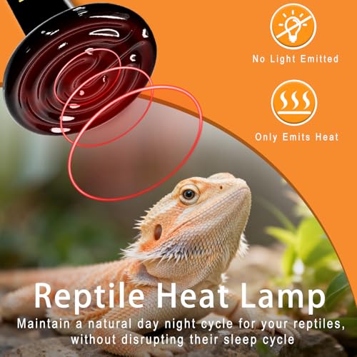 Ceramic Heat Emitter, 75W Reptile Heat Lamp, No Light Emitting Heat Bulb for Lizards Bearded Dragons Snakes Turtles and Chickens, 2 Pack - size: 75