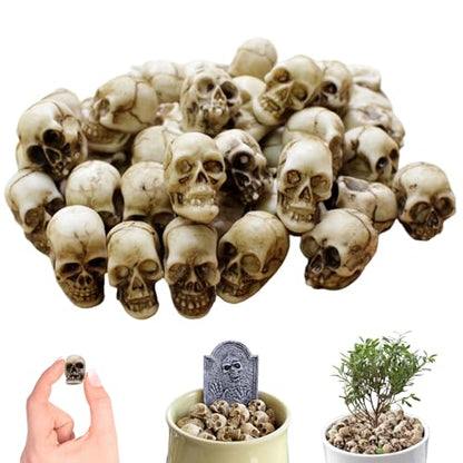 40Pcs Mini Skulls, Realistic Resin Skull, Scary Skeleton Head Halloween Miniatures for Micro Landscape Figure Scary Haunted Dollhouse Accessories
