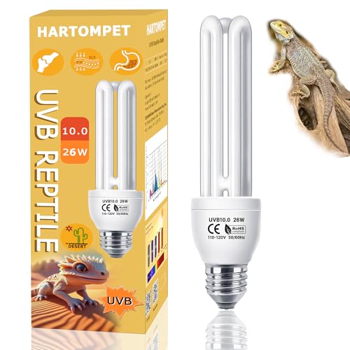 Linear UVA/UVB Lamp 10.0, 26W - Desert Habitat Lighting, Compact Terrarium Lamp, UVB Light Bulb for Bearded Dragon, Lizard, Tortoise, Snake, Gecko & All Desert-Dwelling Reptiles - color: 1pcs Desert, size: UVB10.0 26W