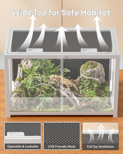 45 Gallon Reptile Tank, Gecko Reptile Enclosure (White, 45 Gallon) | Stackable ventilation 45 Gallon Gecko reptile terrariums Tank - color: White, size: 45 Gallon