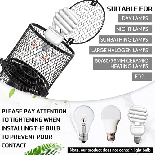 VIHOSE Retractable Reptile Heat Lamp Holder, Ceramic Heat Emitter Lamp-Cage with Adjustable Anti-Scald Mesh Cage Heating Lamp Stand for Pet Amphibian Snake Lizard Frog Chick, Without Bulb(Black) - color: Black