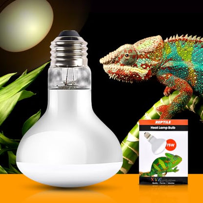 XYZReptiles Reptile Heat Lamp – 75 W Heat Lamp Bulb for Reptiles, Amphibians Basking Heat Lamp Bulbs, UVA Daylight Basking Light for Reptiles, Snake, Tortoise, Lizard, Turtle