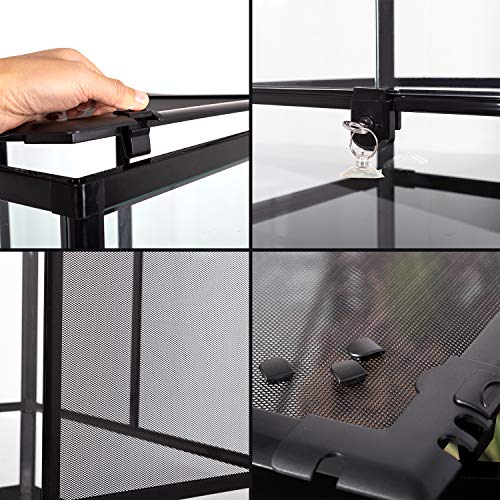 REPTI ZOO 24" x 18" x 36" Reptile Tall Glass Terrarium Rainforest Habitat Double Hinge Door with Screen Ventilation 67 Gallon Reptile Terrarium Easy Assembly