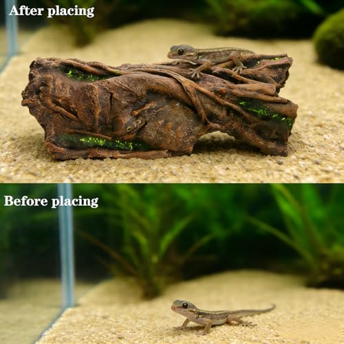 Lizard Snake or Reptile Hide& Amphibian Habitat Hideouts, Resin Log Hide Cave Ideal for Bearded Dragons, Snakes, and Geckos Used for Crested Gecko，Ball Python Tank Accessories