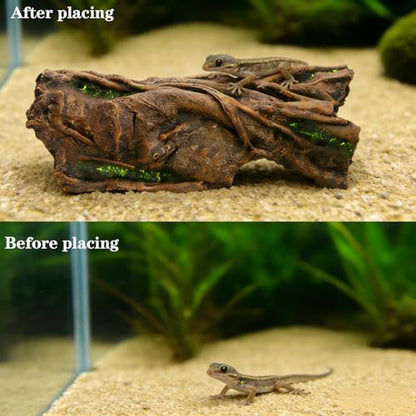 Lizard Snake or Reptile Hide& Amphibian Habitat Hideouts, Resin Log Hide Cave Ideal for Bearded Dragons, Snakes, and Geckos Used for Crested Gecko，Ball Python Tank Accessories