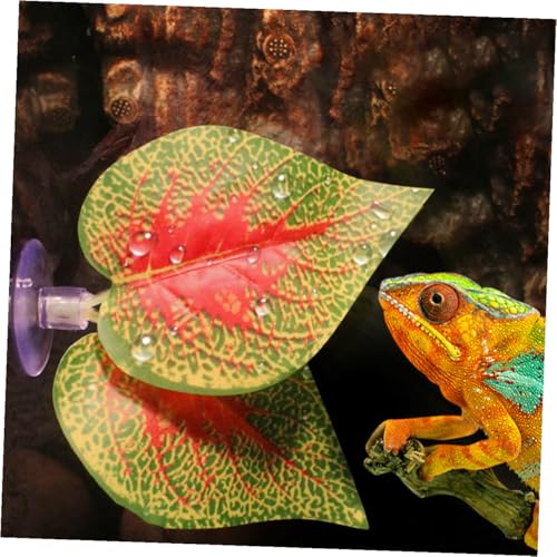 BESPORTBLE 4pcs Artificial Perilla Leaf Aquarium Decor with Suction Cups, Lifelike Plastic Plant Ornament for Fish Tank and Terrarium, Reptile Habitat Decoration