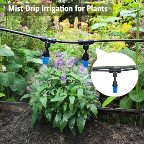 Drip Irrigation System with Timer for Garden,Main ID 1/2inch 16.5Ft and 1/4inch 96Ft Water Hose, Automatic Watering Watering System Sufficient Water Irrigation Dripper Waterflow Evenly Easy DIY Green - size: S5