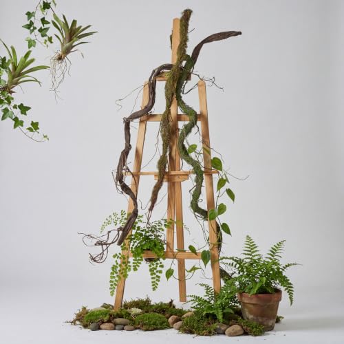 3 Pcs Large Bendable Fake Branch Set 47" Green Dried Rattan 51" Brown Large Tree Branch 47" Mossy Brown Twig Bundle Fake Tree Branches Decor for Home Wedding Jungle Party Greenery Backdrop