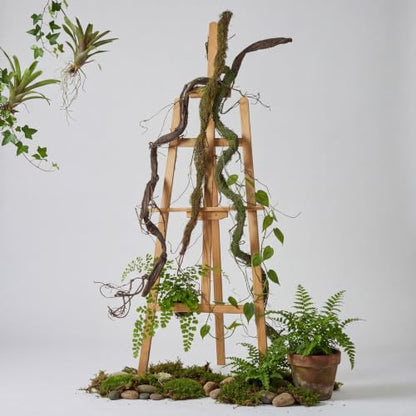 3 Pcs Large Bendable Fake Branch Set 47" Green Dried Rattan 51" Brown Large Tree Branch 47" Mossy Brown Twig Bundle Fake Tree Branches Decor for Home Wedding Jungle Party Greenery Backdrop