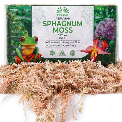 Long Fiber Sphagnum Moss for Indoor Plants Peruvian Orchid Moss Ultra Clean Odor Free Fast Expanding Moisture Retention Airy Drainage for Aroids Carnivorous Plants Terrarium Reptile Bedding (5.3oz) - size: 5.3oz