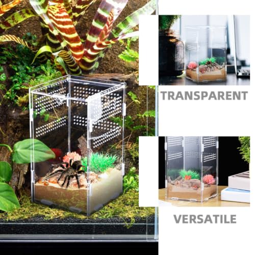 Sewroro Acrylic Reptile Breeding Enclosure with Modular Design and Ventilation Holes, High Transparency Snake and Animal Feeding Container Featuring Safety Lock for Reptile Habitat