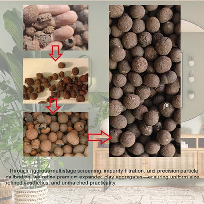 Natural Organic Clay Pebbles, 2LBS 8mm-18mm Expanded Leca Balls Plant Garden Soil, Grow Media for Hydroponics, Decoration, Aquaponics, Gardening Essentials - size: 2 LBS