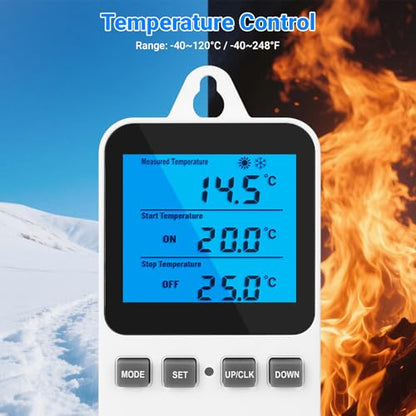Temperature Controlled Outlet Thermostat Plug 120V Heating Cooling Control Timer Thermostat Outlet Backlit Display Digital Temperature Controller - color: Tc810