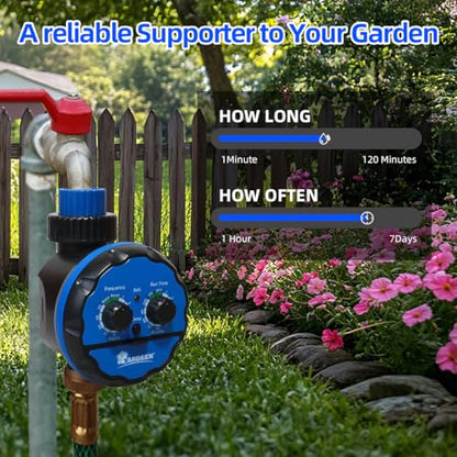 Digital Water Timer, Dual Dial Control, Battery Operated, Black/Blue - style: Digital Timer