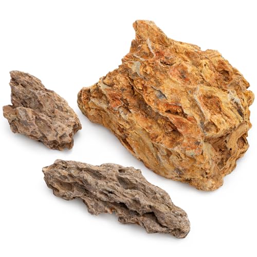 Eorbow 12lbs Natural Dragon Stones, Decorative Aquarium Rocks, Large Fish Tank Rock for Terrariums Aquarium Landscaping Paludariums Reptile Enclosures Bonsai Gardens, Mixed Sizes 6-12 Inches