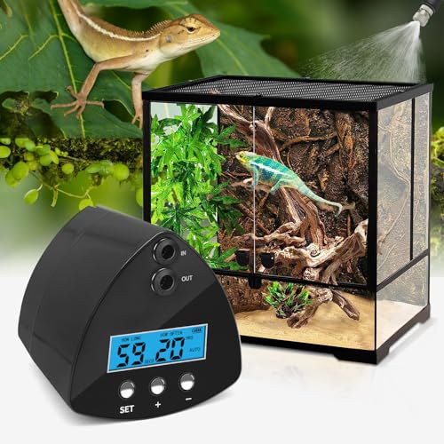 Reptile Mister System, Reptile Humidifier with LCD Screen, Mister for Reptile Tank with 2 Nozzles, Spray Kit for Rainforest Plants Amphibian