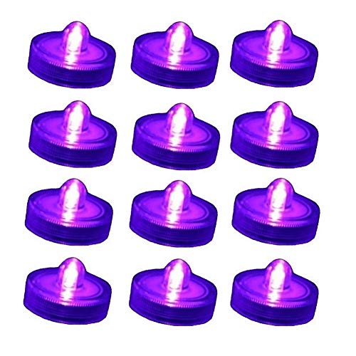 Halloween Pumpkin Lights Decoration,LED Battery Flameless Tea Light, Submersible Tea Candle Waterproof Decorations Underwater Vase Light for Party and Wedding, 12 Pcs - color: Simple Purple