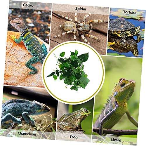 POPETPOP Simulation Vine Plant Decor for Lizard Terrarium Suction Cup Artificial Vines with Green Leaves Reptile Landscape Decoration for Reptile Habitats
