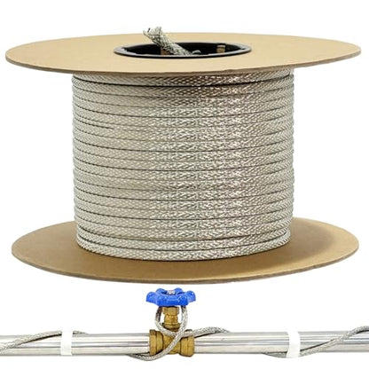500' HTM Braid Self Regulating Heating Cable Mobile Home Heat Tape Water Pipes Freeze Protection Heat Trace Energy Saving Heat Tape for Water Hose - style: 500 ft