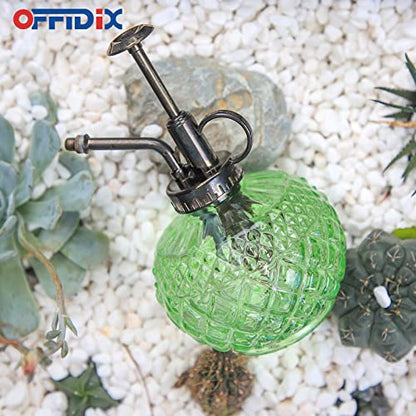 OFFIDIX Plant Mister, Mister Spray Bottle for Plants,Glass Spray Bottles with Plastic Bronze Plastic Top Pump,300ML Small Watering Can for Gardening, Cleaning (Light Green) - color: F-light Green