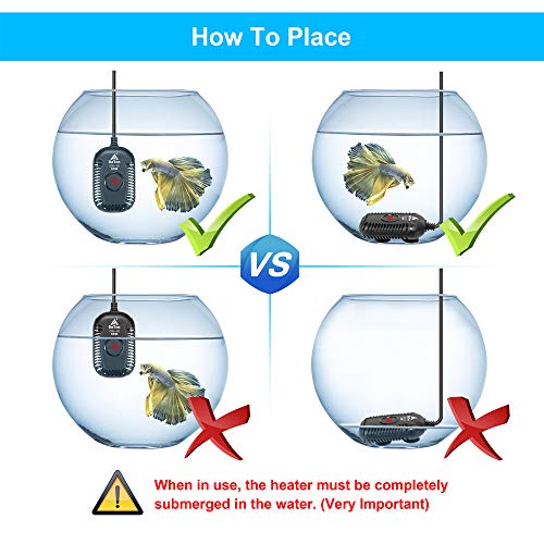 DaToo Small Aquarium Heater 50W Mini Fish Tank Heater 50 Watt Submersible with LED Temperature Display - size: 50W