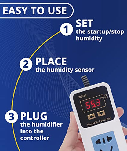 Reptile Humidity Controller, Keeps Reptile Foggers Running Only Within the Preset Humidity Range, Suitable for a Variety of Reptile Humidifiers/Foggers Controlled by the Dial Knob, Easy to Use