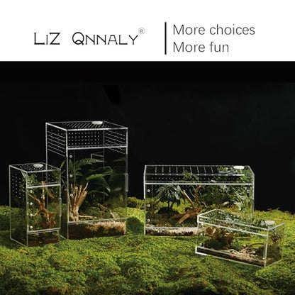 Acrylic Terrarium for Reptiles & Spiders – Small/Medium/Large Leak-Proof Enclosure (Horizontal/Vertical) | Ideal for Tarantulas, Jumping Spiders, Frogs & Geckos (Large, Horizontal) - size: Large