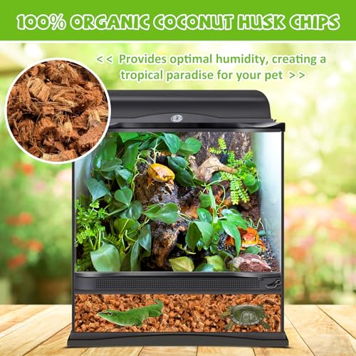 Legigo 4 Pack Coconut Chip Substrate for Reptiles, Natural Coco Husk Chip Reptiles Bedding, Compressed Coconut Chip Substrate for Snake, Tortoise, Ball Python, Gecko, Lizard Terrarium Tanks - color: 4 Pack