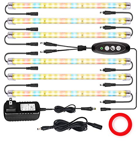 LED Plant Grow Lights Strips for Indoor Plants Full Spectrum with Auto ON & Off Timer, T5 Sunlike Grow Lights Bar Growing Lamps for Greenhouse Shelves Hydroponics Succulent, 4 Dimmable Levels - size: L/6pcs