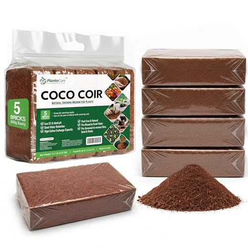 Premium Coco Coir by PlantoCare – Professional Grade Coconut Coir Growing Medium, pH Neutral & Low EC – Ideal for Seed Starters, Potting Mix, Hydroponics & Houseplants [5 Bricks of 650 Grams Each] - style: 5 Bricks (650 gram each)