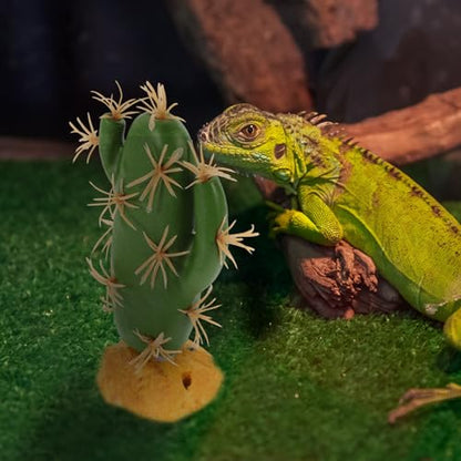 BESTonZON Reptile Cactus Terrarium Decor Artificial Plant Ornament for Amphibian Habitat Tank Decoration, Sturdy Plastic Reptile Tank Supplies for Lizard and Gecko Enclosures