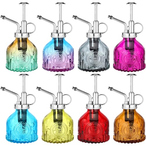Zopeal 8 Pcs Glass Plant Mister Spray Bottle 200ml Vintage Plant Spritzer Multicolor Succulent Watering Bottle Watering Can 6.4'' with Plastic Top Pumps for Indoor Outdoor Garden Plants (Silver) - color: Silver