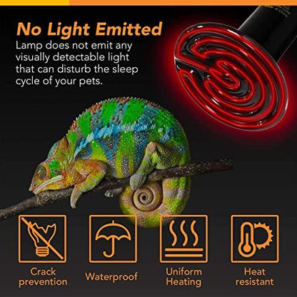 Simple Deluxe 150W Reptile Heat Bulb and 8.5 inch Clamp Light, 40-108℉ Digital Thermostat Controller and Thermometer Included, for Amphibian Pet & Incubating Chicken, Silver - size: 150W, style: Bulb+Clamp Light+Thermostat+Thermometer