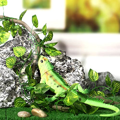 6 Pcs Reptile Plants for Terrarium Decor Reptile Tank Accessories Fake Hanging Plant Vines Artificial Leaves Plants Tank Habitat Decor for Bearded Dragon Lizard Snake Geckos Chameleon
