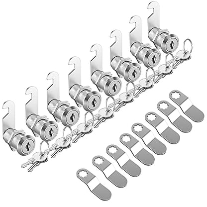 8 Pack Cabinet Locks, 1-1/8" Cam Lock Keyed Alike, Mailbox Lock Secure Drawer Mailbox Tool Box RV Storage Door, Zinc Alloy - size: 8 Pack 1-1/8 Inch Silver