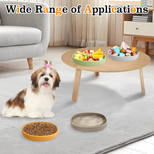 BNOSDM Silicone Dog Food Plate Shallow Dog Bowl Flat Cat Dish 1 Pack Small Puppy Plates for Small Dogs and Cats Whisker Fatigue Pet Feeding Bowls for Dry and Wet Food (Brown) - color: 1 Pcs - (Brown)