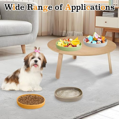 BNOSDM Silicone Dog Food Plate Shallow Dog Bowl Flat Cat Dish 1 Pack Small Puppy Plates for Small Dogs and Cats Whisker Fatigue Pet Feeding Bowls for Dry and Wet Food (Brown) - color: 1 Pcs - (Brown)